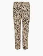 Marks & Spencer Cotton Rich Animal Print High Waist Trousers Black Mix