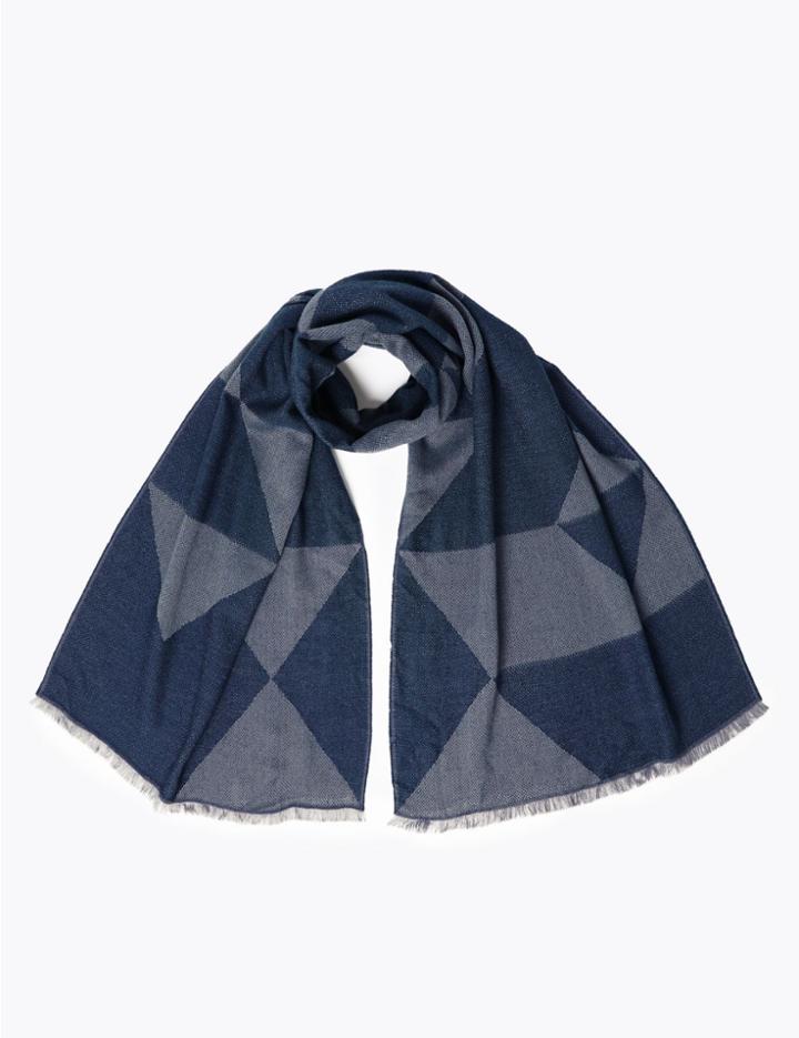 Marks & Spencer Jacquard Diamond Print Scarf Navy Mix
