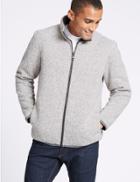 Marks & Spencer Funnel Neck Fleece Jacket With Stormwear&trade; Ecru Mix