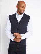 Marks & Spencer Pure Cotton Textured Sleeveless Cardigan Navy Mix