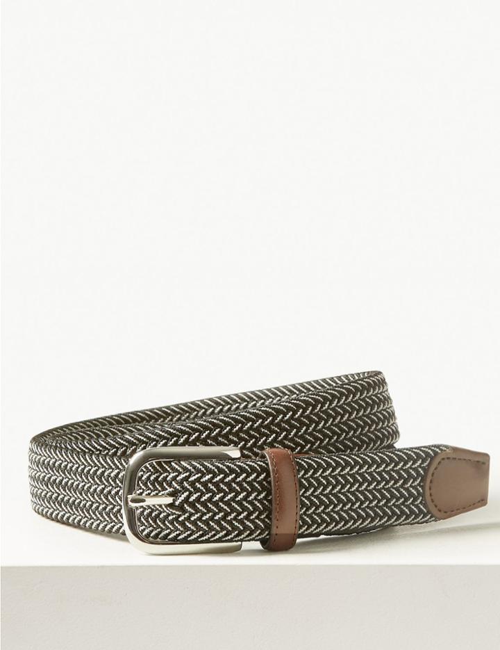 Marks & Spencer Casual Belt With Stretch Navy Mix