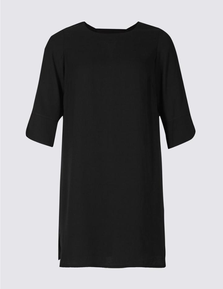 Marks & Spencer Plus Bar Back Half Sleeve Tunic Dress Black