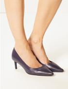 Marks & Spencer Wide Fit Leather Kitten Heel Court Shoes Purple