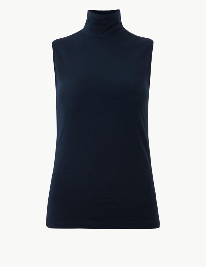 Marks & Spencer High Neck Vest Top Navy