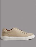 Marks & Spencer Suede Lace-up Trainers Light Taupe
