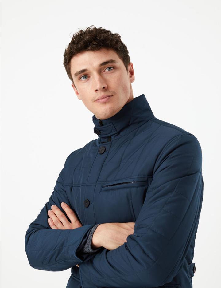 Marks & Spencer Funnel Neck Quilted Puffer Coat Blue