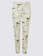 Marks & Spencer Cotton Blend Floral Print Trousers Multi/neutral