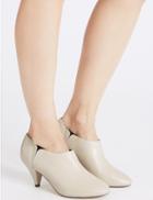 Marks & Spencer Wide Fit Leather Cone Heel Shoe Boots White