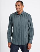 Marks & Spencer Modal Rich Striped Shirt Navy Mix