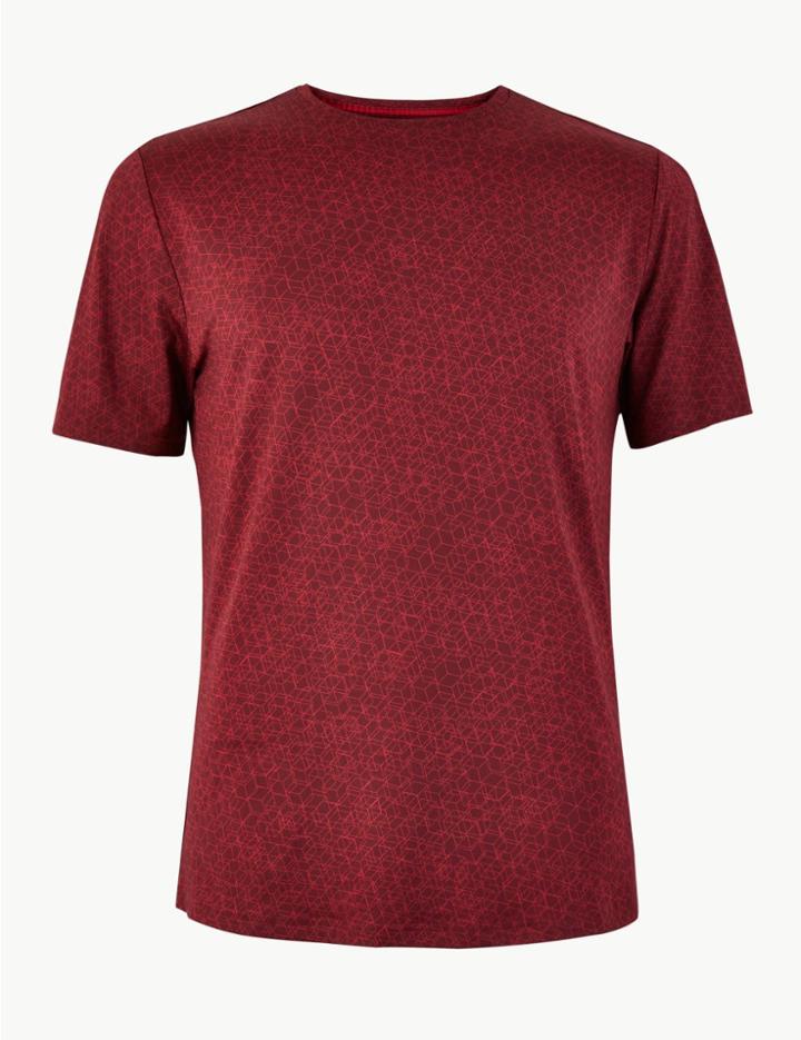 Marks & Spencer Active Geometric Print T-shirt Red