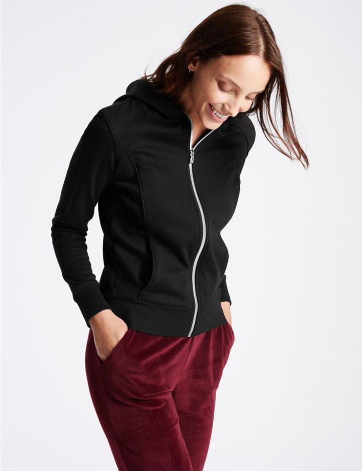 Marks & Spencer Cotton Blend Hooded Neck Long Sleeve Jacket Black