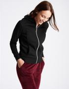 Marks & Spencer Cotton Blend Hooded Neck Long Sleeve Jacket Black