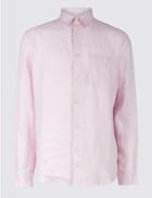 Marks & Spencer Pure Linen Shirt With Pocket Pink