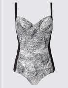 Marks & Spencer Secret Slimming&trade; Printed Plunge Swimsuit Grey Mix