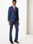 Marks & Spencer Blue Textured Slim Fit Wool Jacket Blue