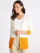 Marks & Spencer Cotton Rich Colour Block Longline Cardigan Cream Mix