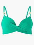 Marks & Spencer Underwired Wrap Front Plunge Bikini Top Green
