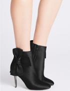 Marks & Spencer Stiletto Side Zip Bow Ankle Boots Black