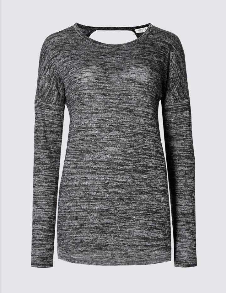 Marks & Spencer Long Sleeve Textured T-shirt Charcoal