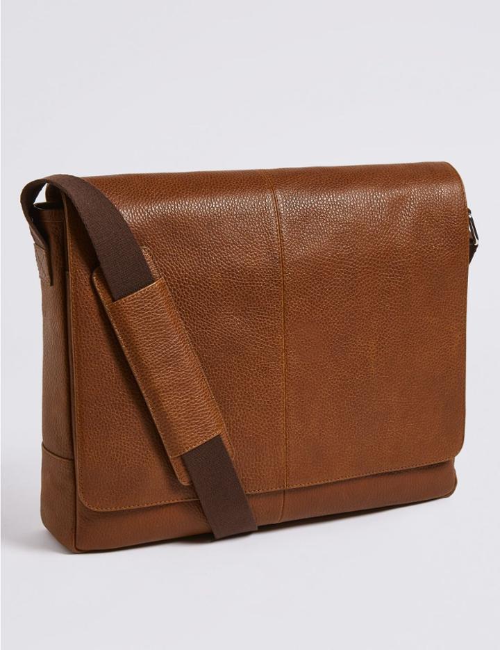 Marks & Spencer Leather Rambler Messenger Bag Tan