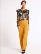 Marks & Spencer Flat Front Wide Leg Trousers Antique Brass