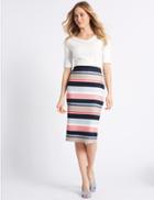 Marks & Spencer Striped Pencil Skirt Navy Mix