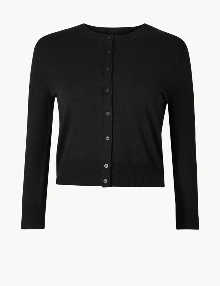 Marks & Spencer Cropped 3/4 Sleeve Dress Cardigan Black