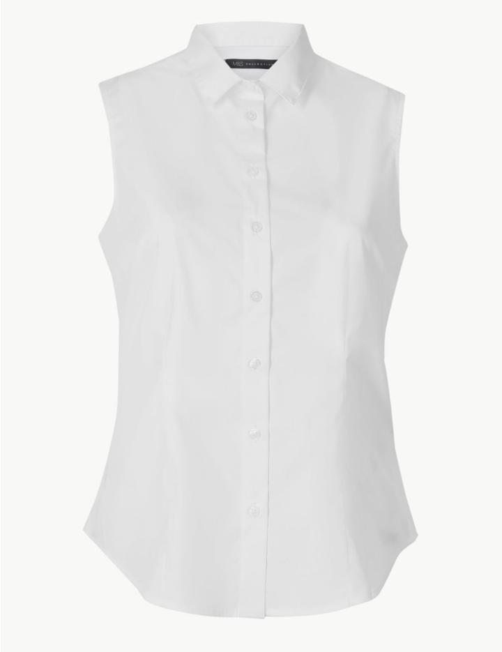 Marks & Spencer Petite Button Detailed Shirt White