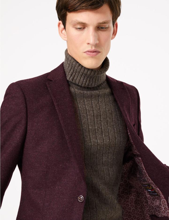 Marks & Spencer Slim Fit Italian Jacket Burgundy