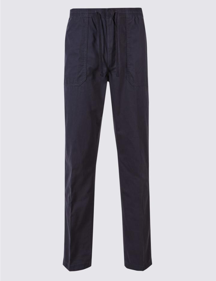 Marks & Spencer Regular Fit Pure Cotton Chinos Navy