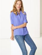Marks & Spencer Round Neck Short Sleeve Blouse Violet