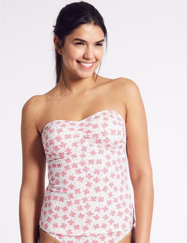 Marks & Spencer Printed Bandeau Tankini Top White Mix