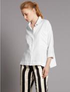 Marks & Spencer Pure Linen 3/4 Sleeve Shirt White