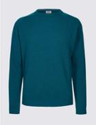 Marks & Spencer Pure Lambswool Crew Neck Jumper Petrol Mix