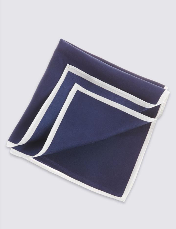 Marks & Spencer Pure Silk Pocket Square Navy