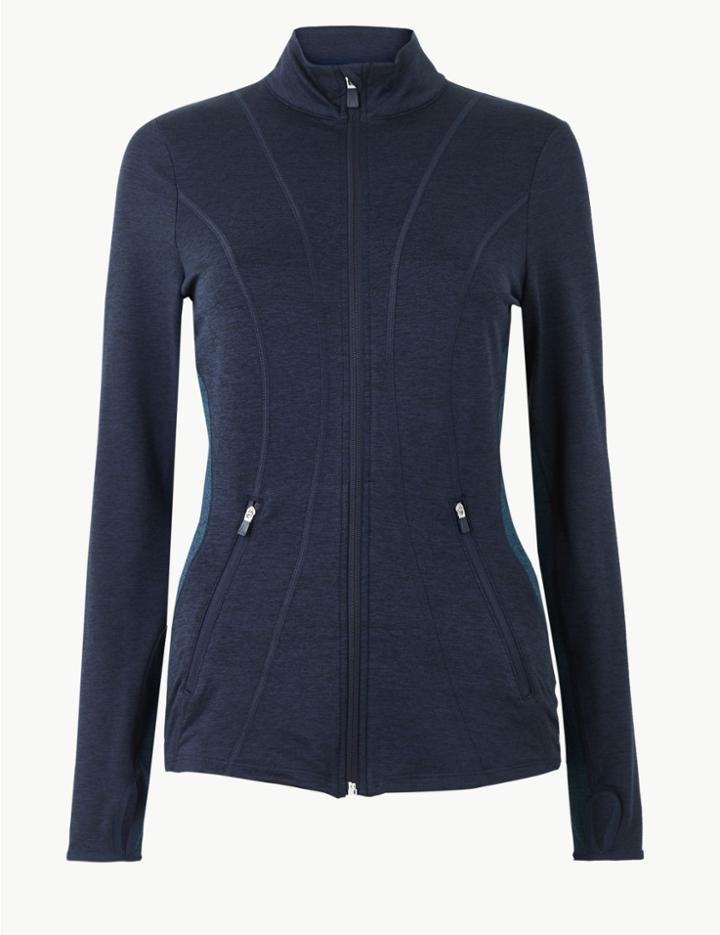 Marks & Spencer Jaspe Quick Dry Long Sleeve Jacket Midnight