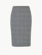 Marks & Spencer Jersey Checked Pencil Knee Length Skirt Black Mix