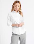 Marks & Spencer Petite Cotton Rich Long Sleeve Shirt White