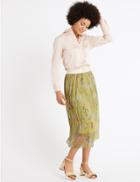 Marks & Spencer Printed Plisse A- Line Midi Skirt Lime Mix