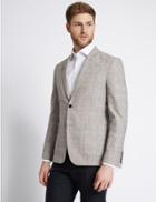 Marks & Spencer Cotton Blend Checked Jacket Grey Mix