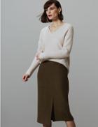 Marks & Spencer Wrap Midi Skirt With Wool Oak