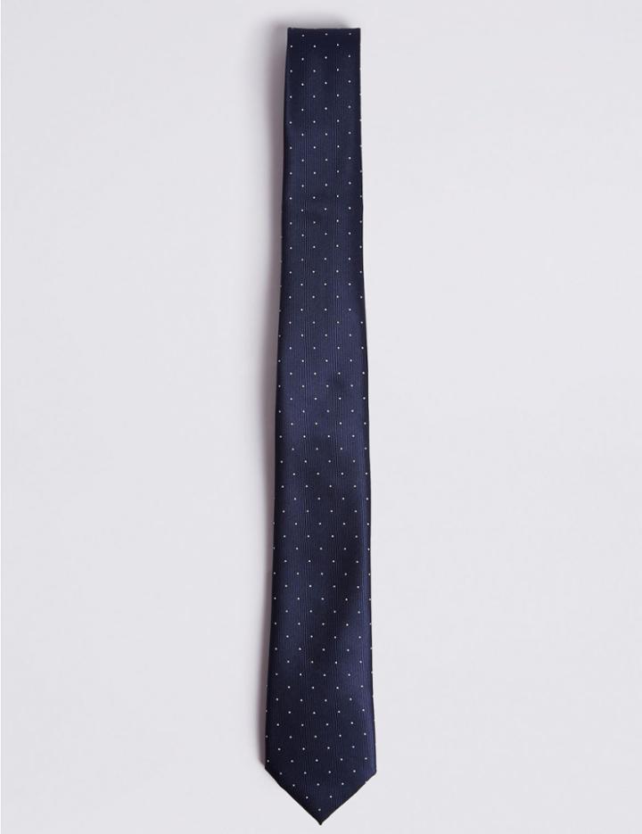 Marks & Spencer Spotted Tie Navy