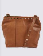 Marks & Spencer Leather Eyelet Slouch Across Body Bag Rust