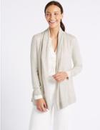 Marks & Spencer Pure Merino Wool Textured Cardigan Oatmeal Mix