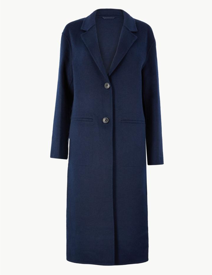 Marks & Spencer Double Faced Longline Coat Navy