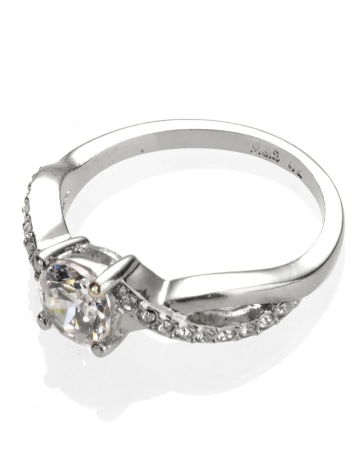 Marks & Spencer Platinum Plated Twisted Crystal Stone Ring White
