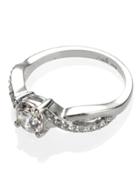 Marks & Spencer Platinum Plated Twisted Crystal Stone Ring White