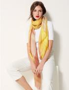 Marks & Spencer Striped Scarf With Wool Yellow Mix