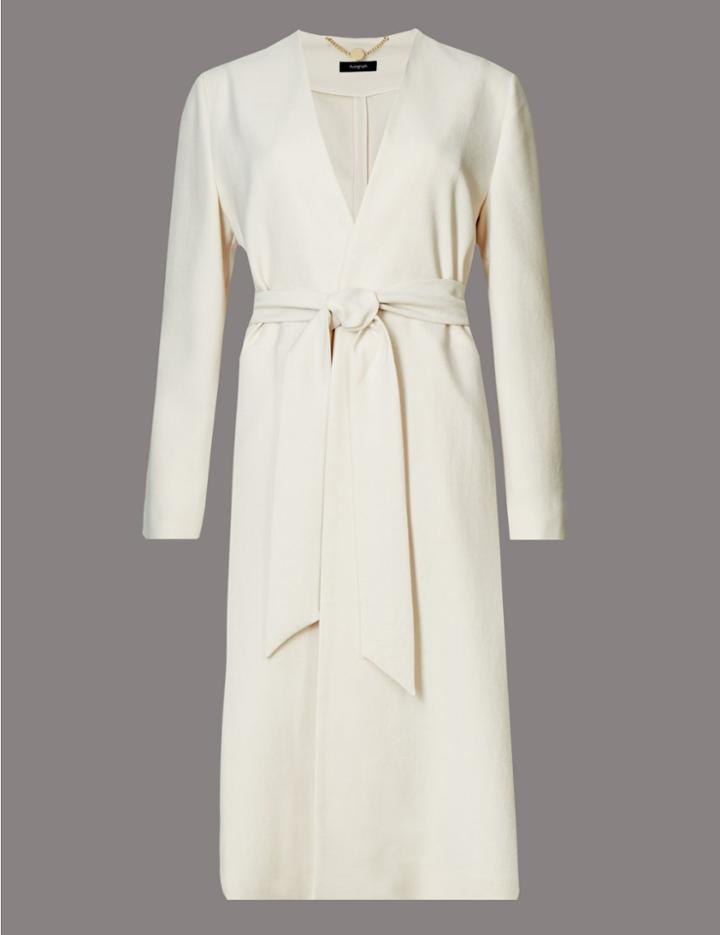 Marks & Spencer Longline Tie Belt Jacket Oyster