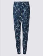 Marks & Spencer Leaf Print Tapered Leg Trousers Multi